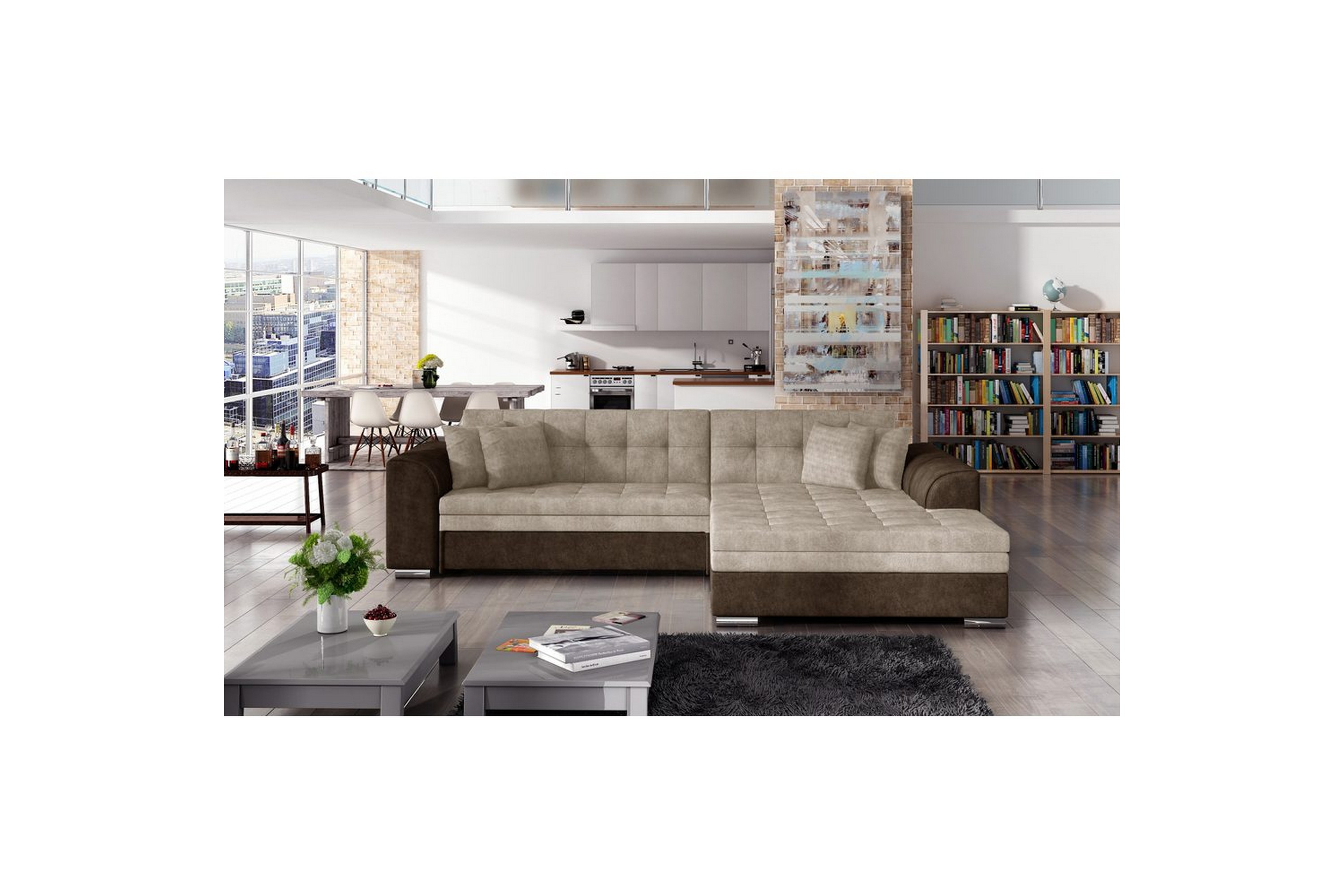 hörnsoffa eltap sorento 296x194x78 cm - dora 28, dora 22, brun, höger