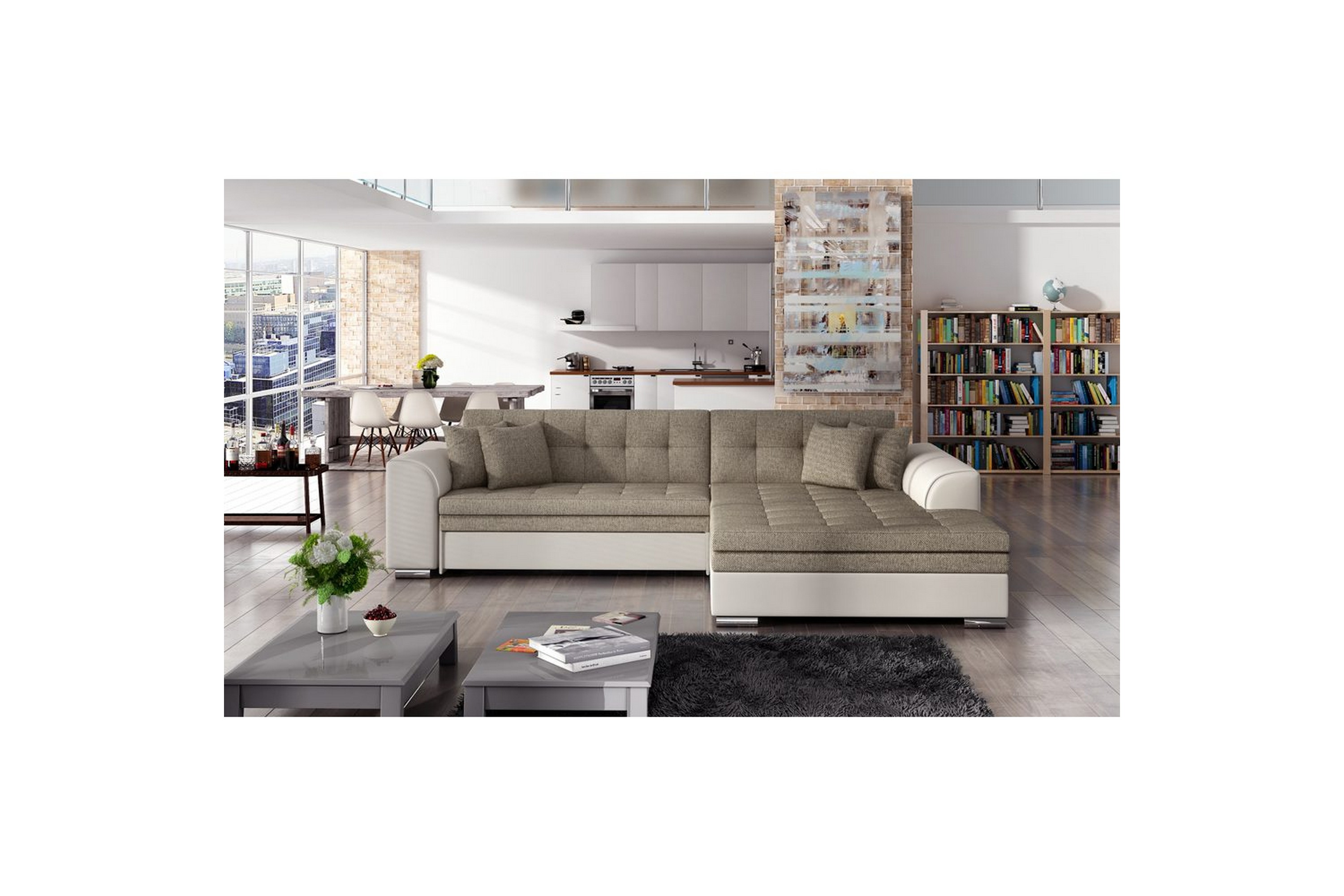 hörnsoffa eltap sorento 296x194x78 cm - inari 23, soft 33, beige, höger