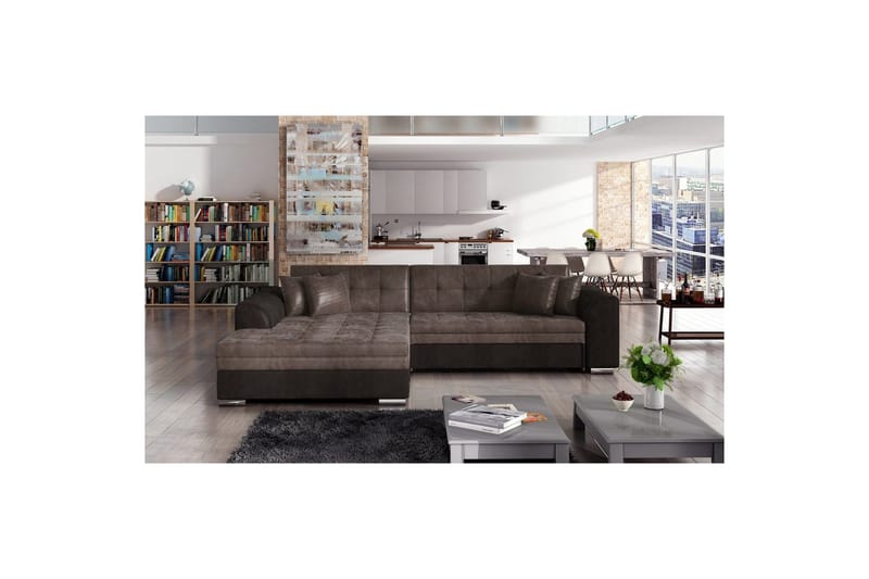 Hörnsoffa Eltap Sorento 296x194x78 cm, Monolith 09, Monolith 29, Brun, Vänster