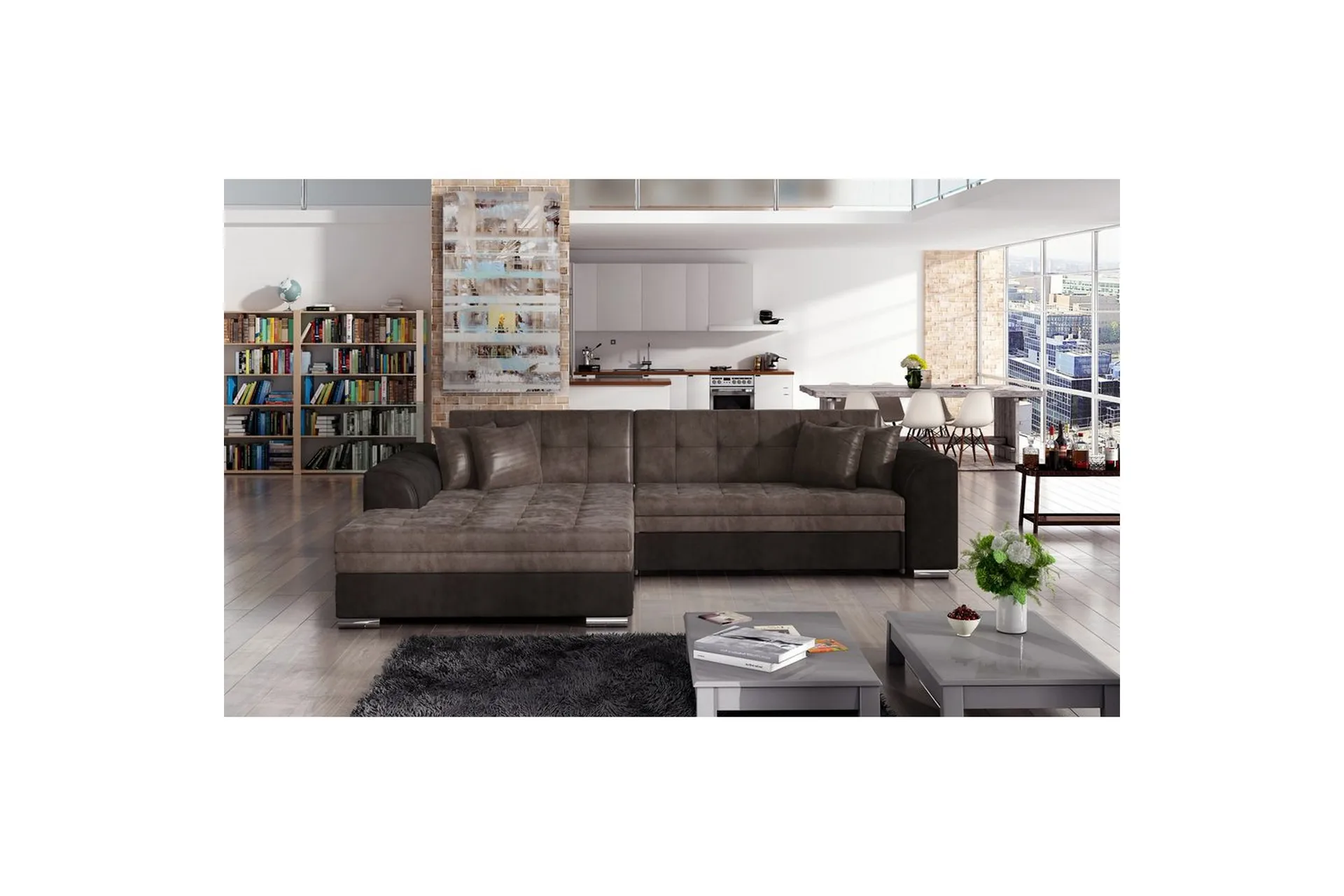 hörnsoffa eltap sorento 296x194x78 cm - monolith 09, monolith 29, brun, vänster