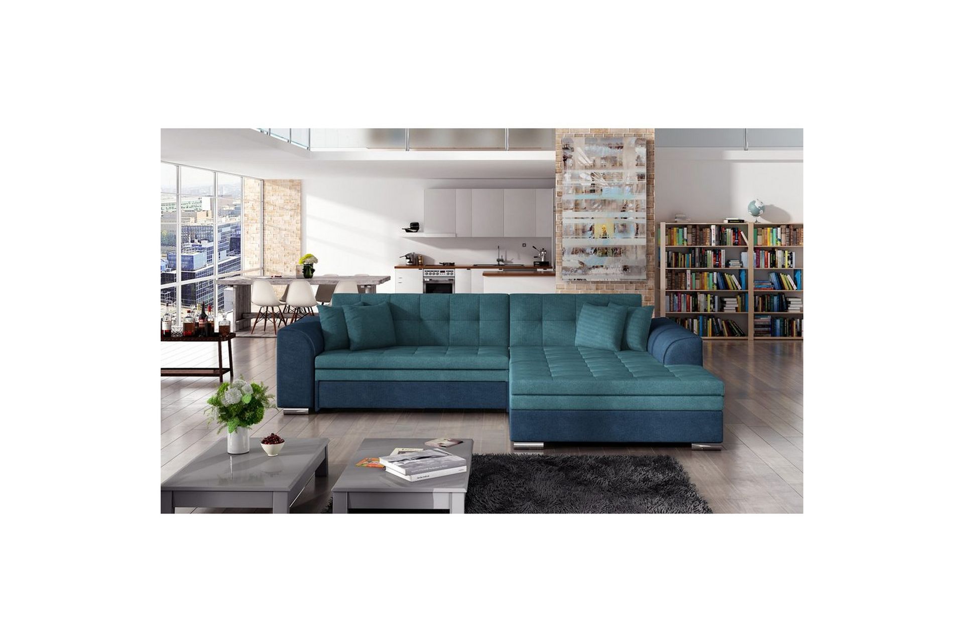 hörnsoffa eltap sorento 296x194x78 cm - orinoco 85, orinoco 80, blå, höger