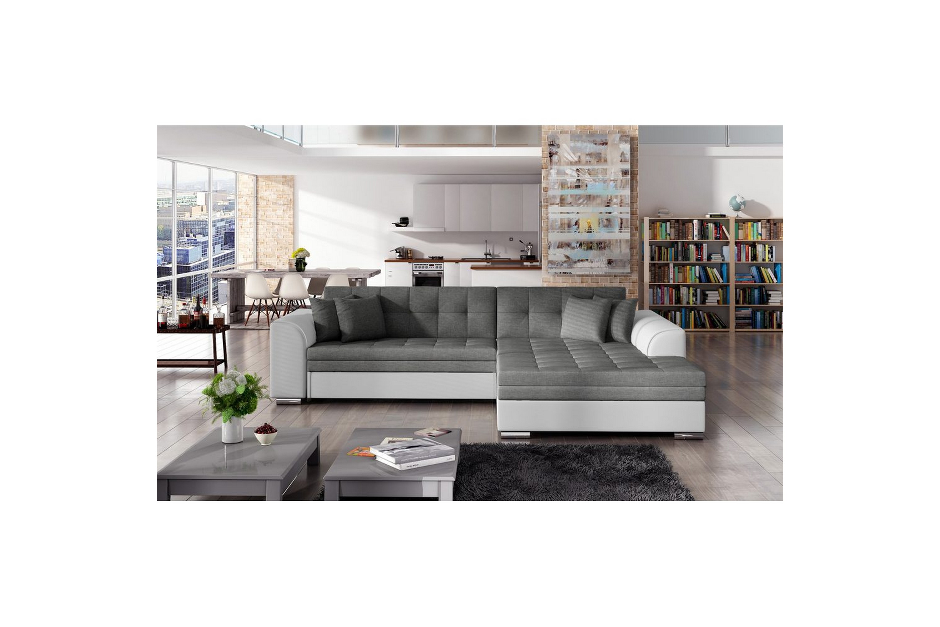 hörnsoffa eltap sorento 296x194x78 cm - sawana 05, soft 17, mörkgrå, höger