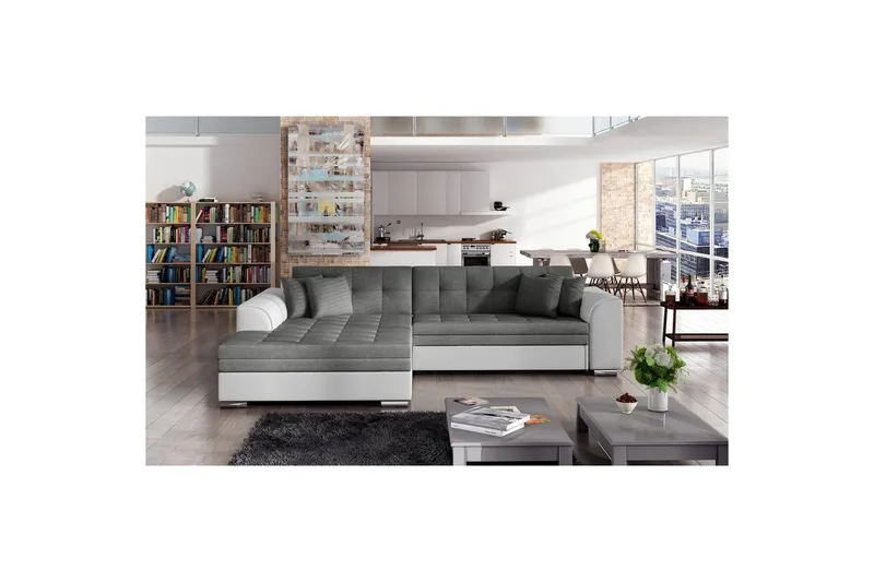 Hörnsoffa Eltap Sorento 296x194x78 cm - Sawana 05, Soft 17, Mörkgrå, Vänster - Möbler - Vardagsrum - Bäddsoffor