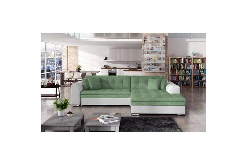 Hörnsoffa Eltap Sorento 296x194x78 cm - Soro 34, Soft 17, Grön, Höger - Möbler - Vardagsrum - Bäddsoffor