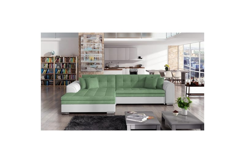 Hörnsoffa Eltap Sorento 296x194x78 cm - Soro 34, Soft 17, Grön, Vänster - Möbler - Vardagsrum - Bäddsoffor