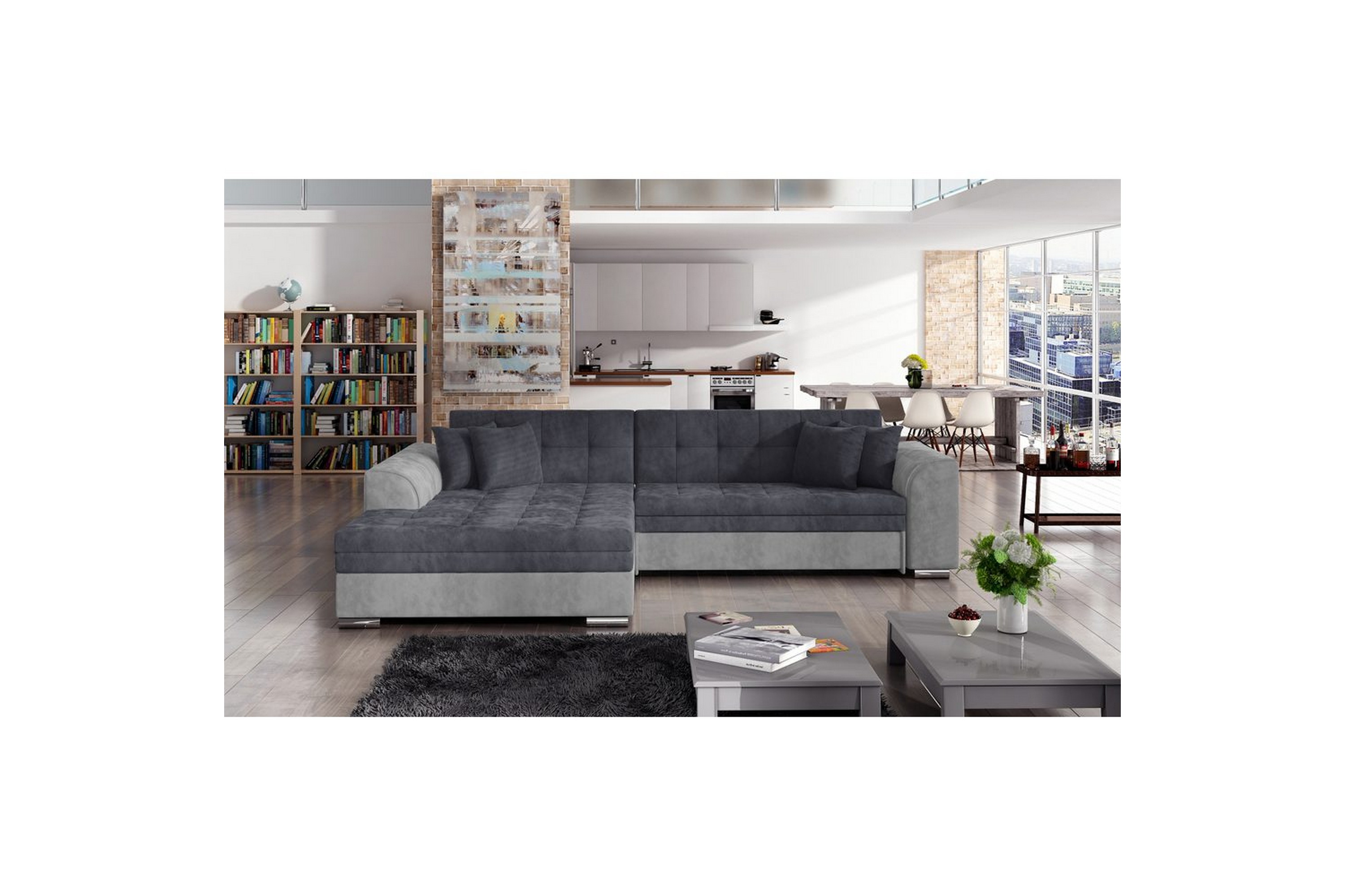 hörnsoffa eltap sorento 296x194x78 cm - paros 06, paros 05, grå, vänster