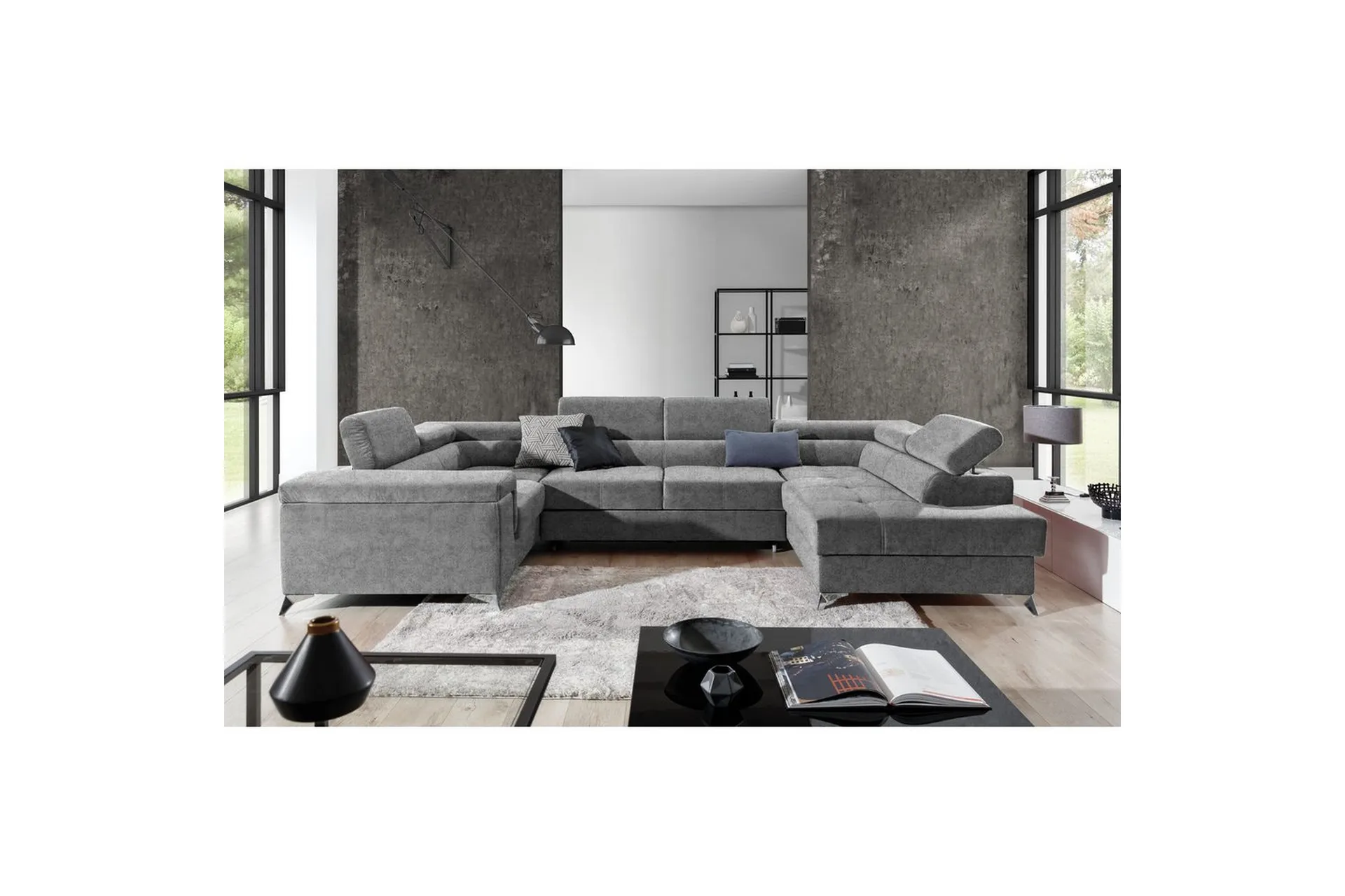 hörnsoffa eltap thiago 342x208x88 cm - gusto 86, mörkgrå, höger