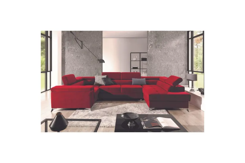 Hörnsoffa Eltap Thiago 342x208x88 cm, Kronos 02, Röd, Höger
