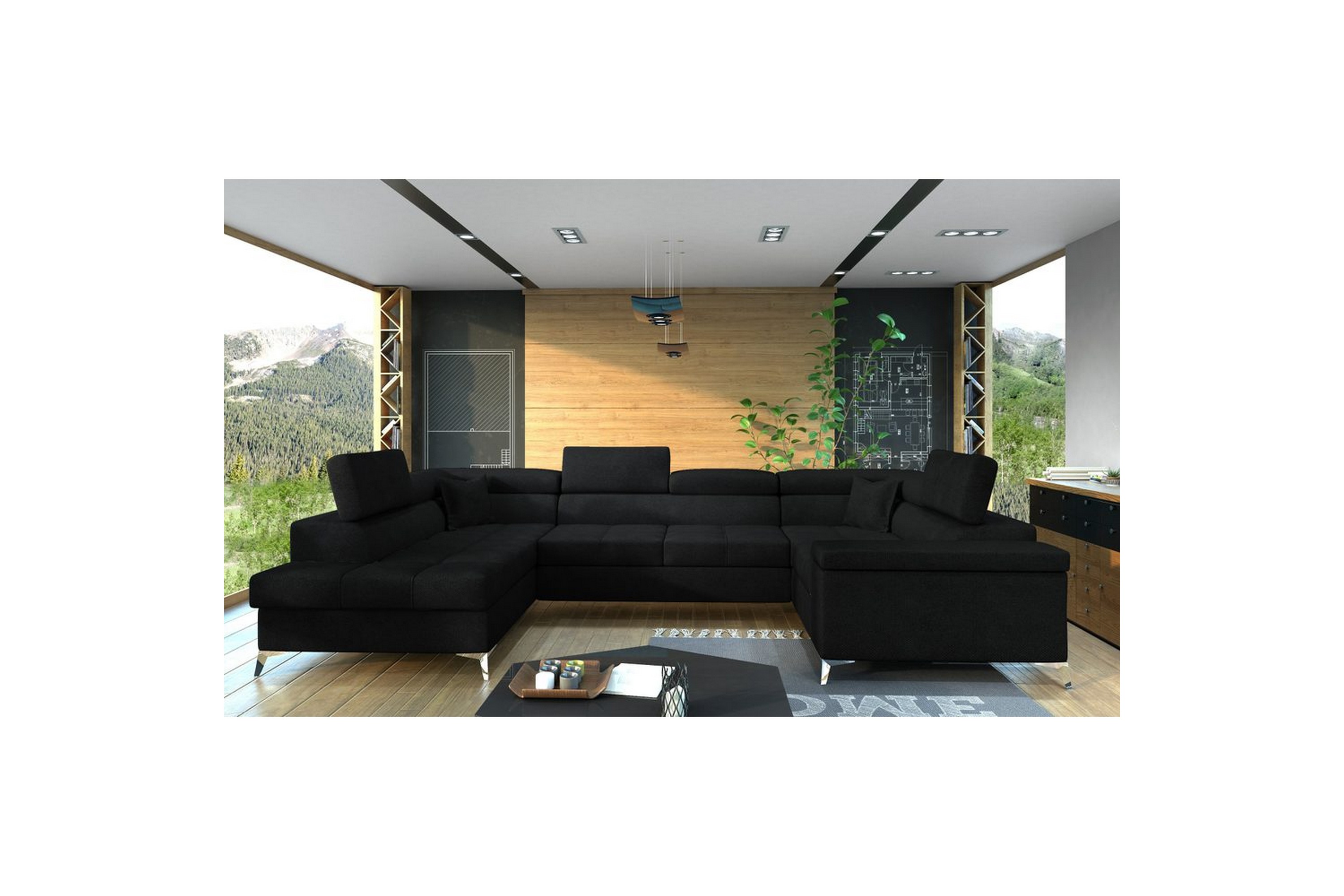 hörnsoffa eltap thiago 342x208x88 cm - kronos 07, svart, vänster