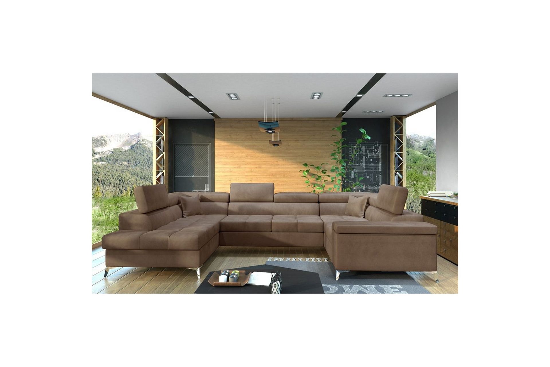 hörnsoffa eltap thiago 342x208x88 cm - monolith 09, ljusbrun, vänster