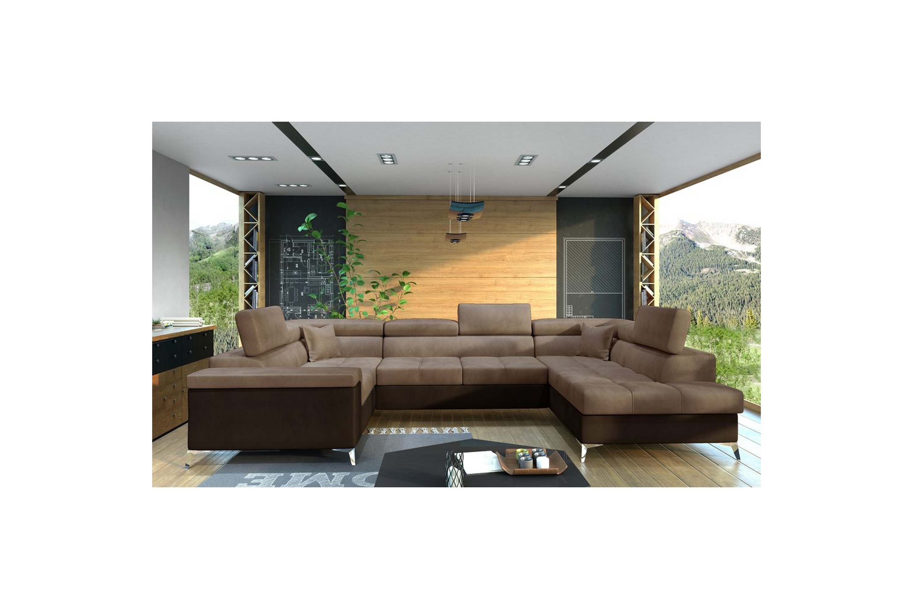 hörnsoffa eltap thiago 342x208x88 cm - monolith 09, monolith 29, ljusbrun, höger