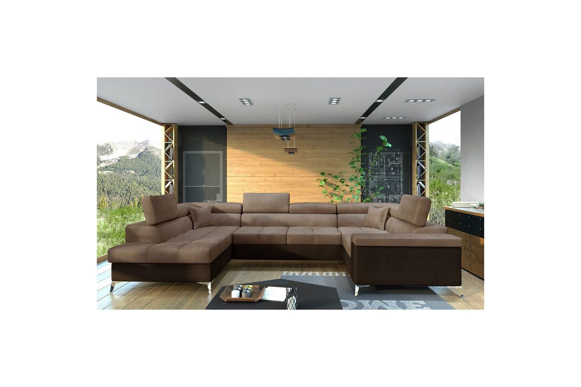 hörnsoffa eltap thiago 342x208x88 cm - monolith 09, monolith 29, ljusbrun, vänster