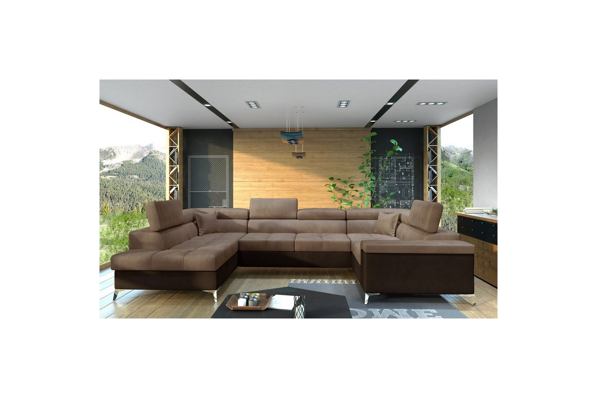 hörnsoffa eltap thiago 342x208x88 cm - monolith 09, monolith 29, ljusbrun, vänster