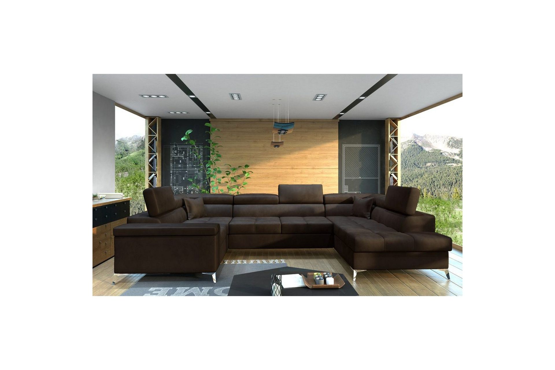 H&ouml;rnsoffa Eltap Thiago 342x208x88 cm - Monolith 29, Brun, H&ouml;ger