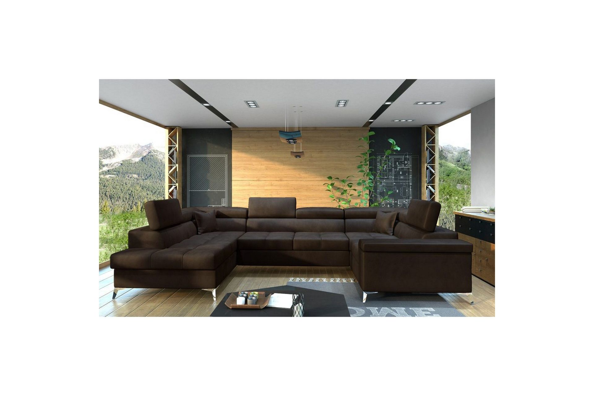 H&ouml;rnsoffa Eltap Thiago 342x208x88 cm - Monolith 29, Brun, V&auml;nster