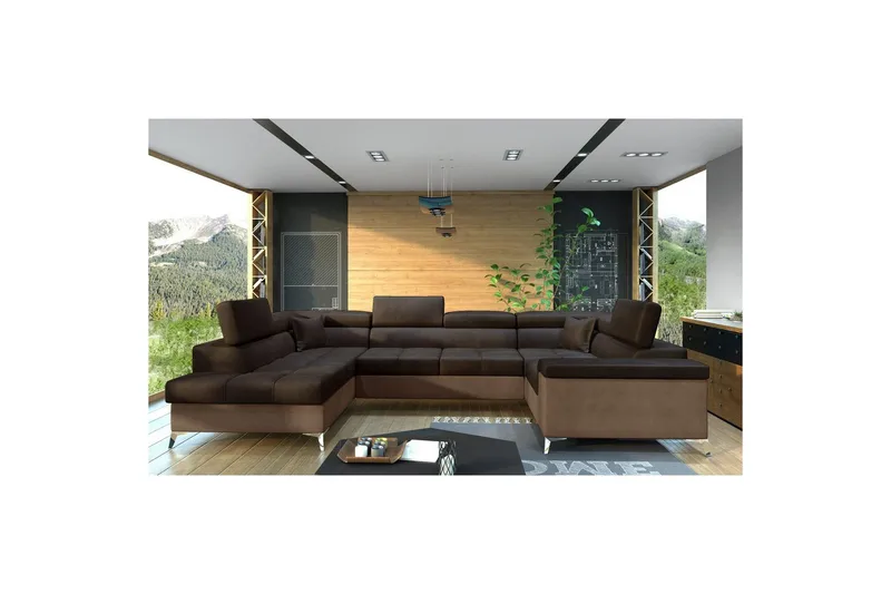 Hörnsoffa Eltap Thiago 342x208x88 cm, Monolith 29, Monolith 09, Brun, Vänster