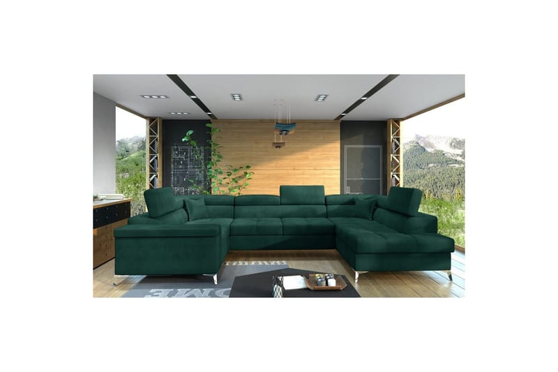 Hörnsoffa Eltap Thiago 342x208x88 cm, Monolith 37, Grön, Höger