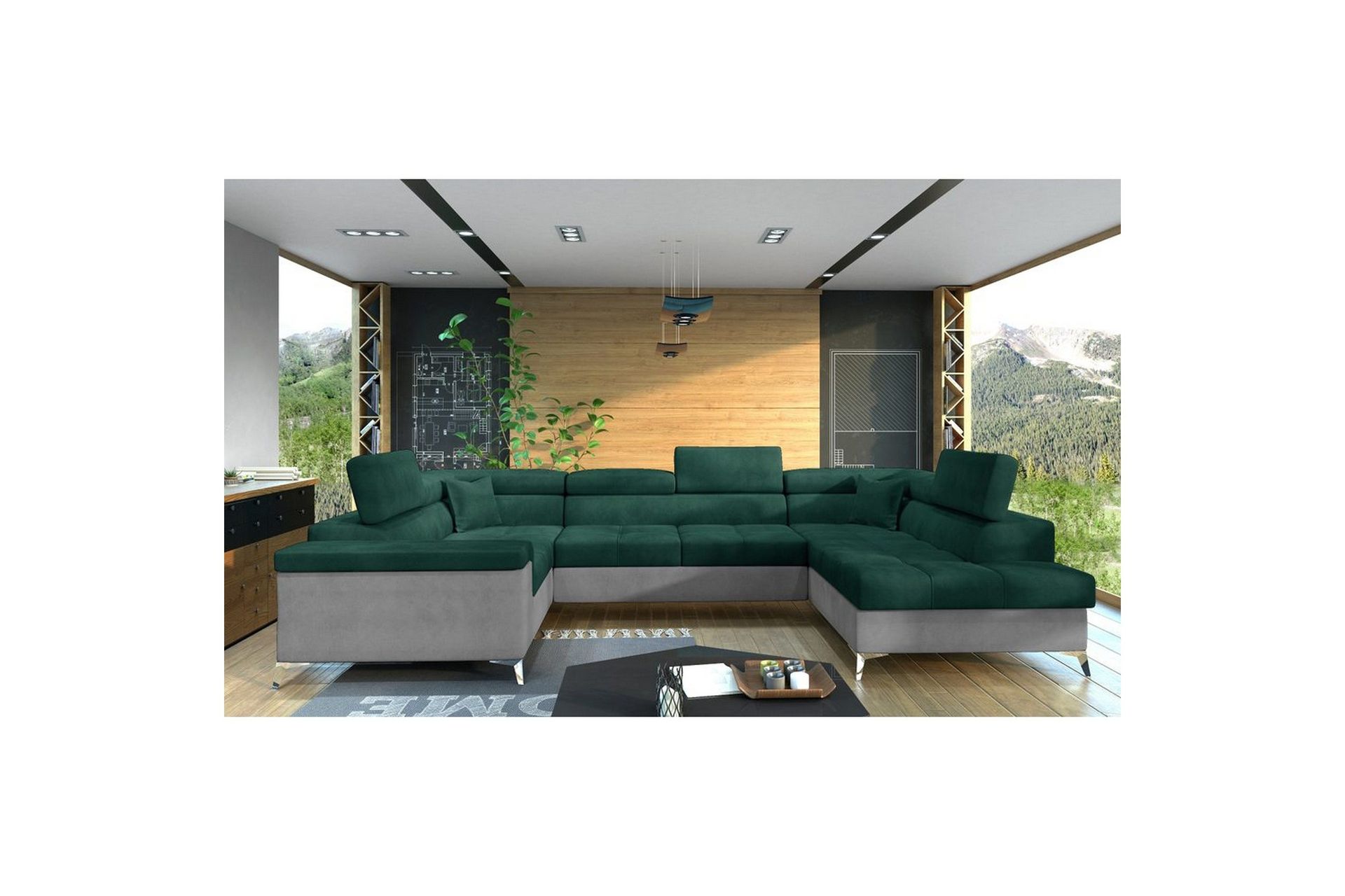 hörnsoffa eltap thiago 342x208x88 cm - monolith 37, monolith 84, grön, höger