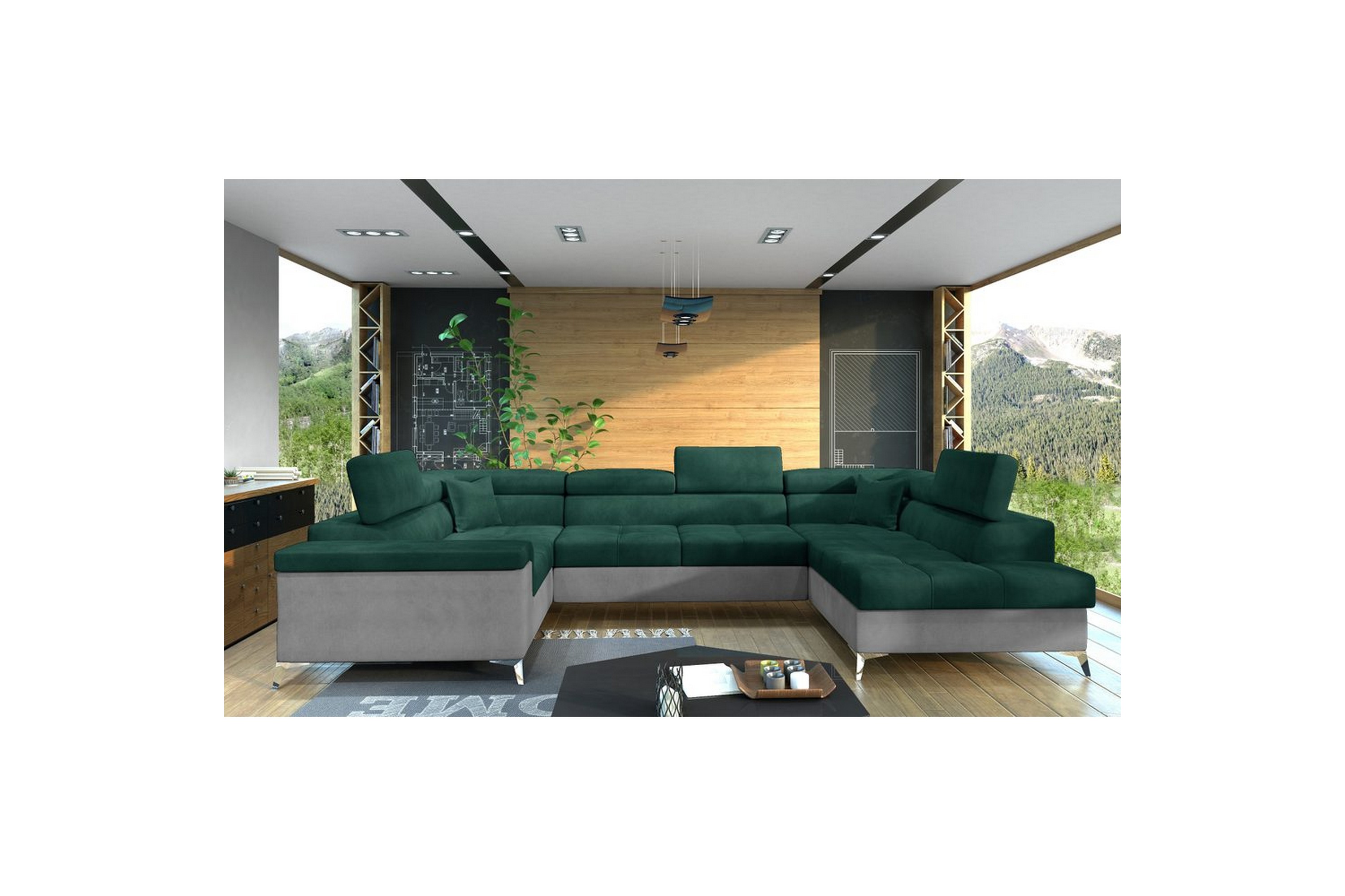 hörnsoffa eltap thiago 342x208x88 cm - monolith 37, monolith 84, grön, höger