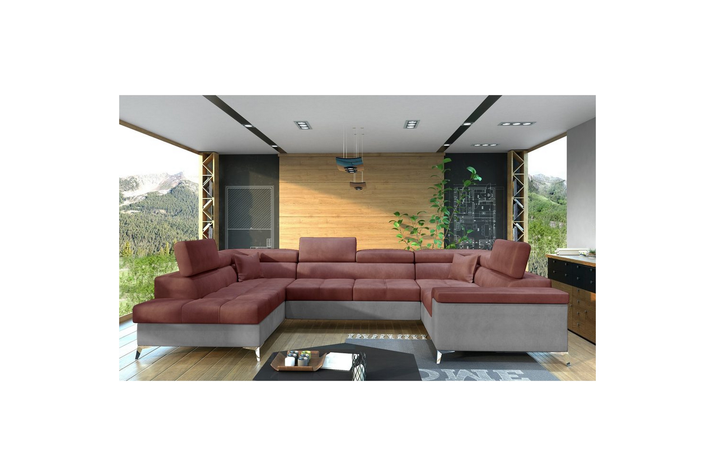 hörnsoffa eltap thiago 342x208x88 cm - monolith 63, monolith 84, rosa, vänster