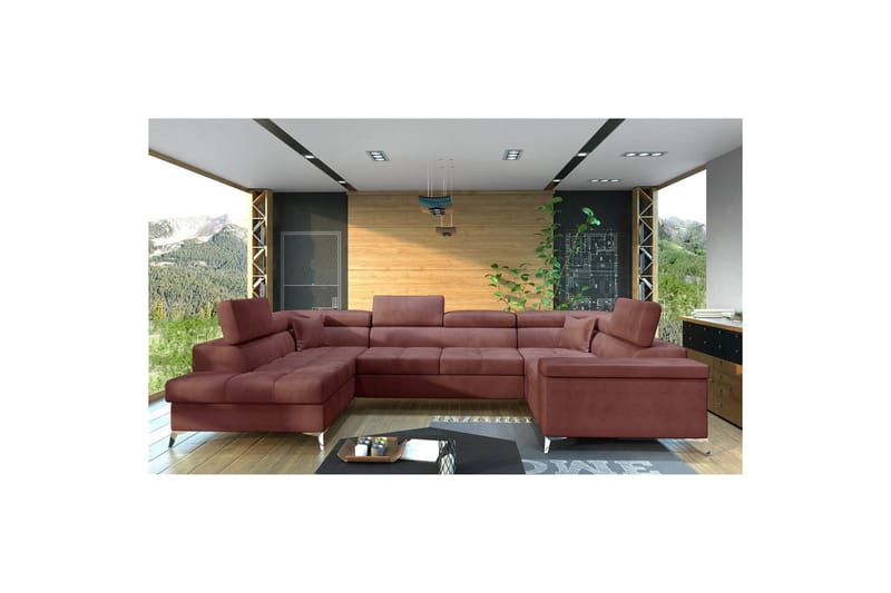 Hörnsoffa Eltap Thiago 342x208x88 cm - Monolith 63, Rosa, Vänster - Möbler - Vardagsrum - Bäddsoffor - Hörnbäddsoffa