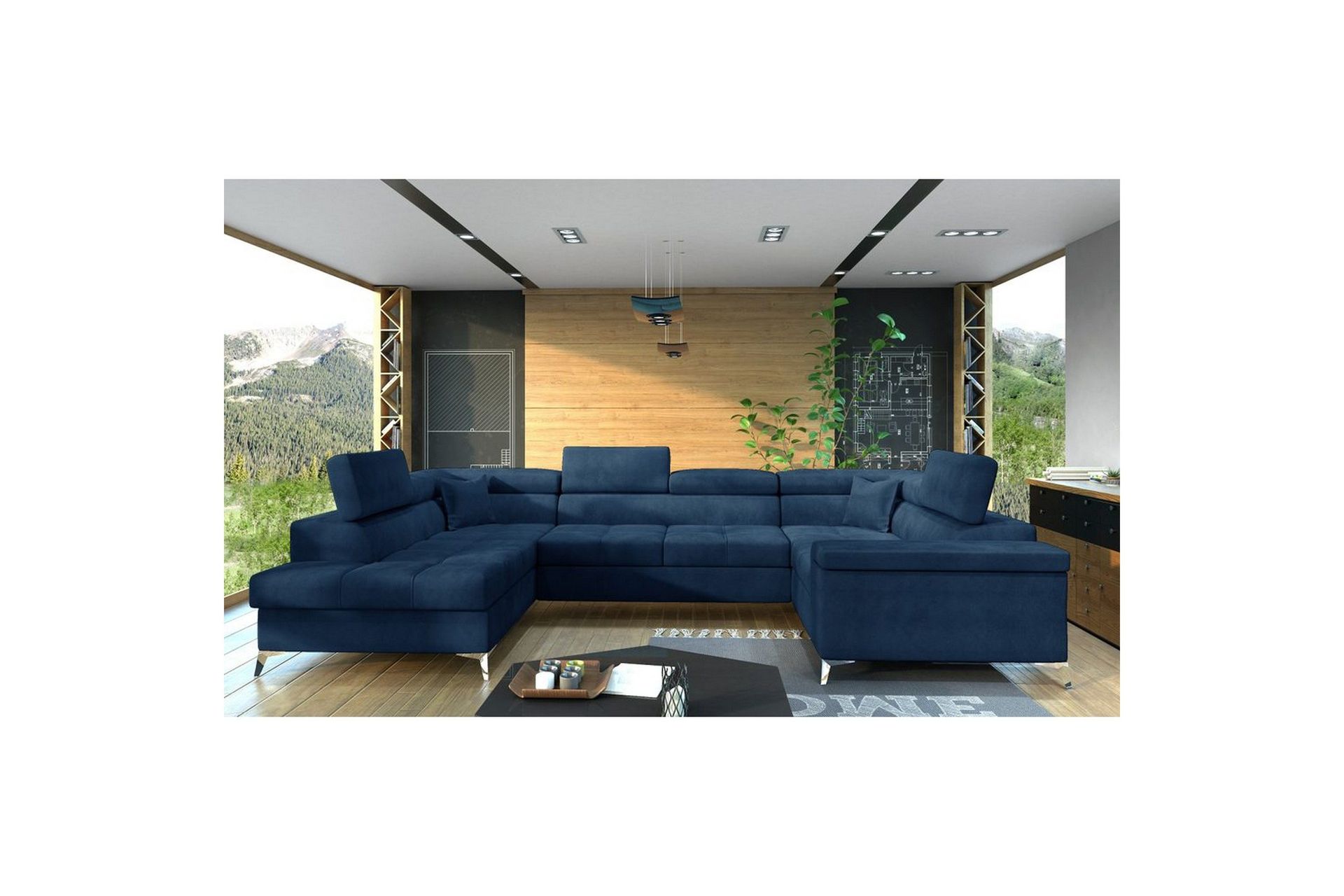 H&ouml;rnsoffa Eltap Thiago 342x208x88 cm - Monolith 77, Bl&aring;, V&auml;nster