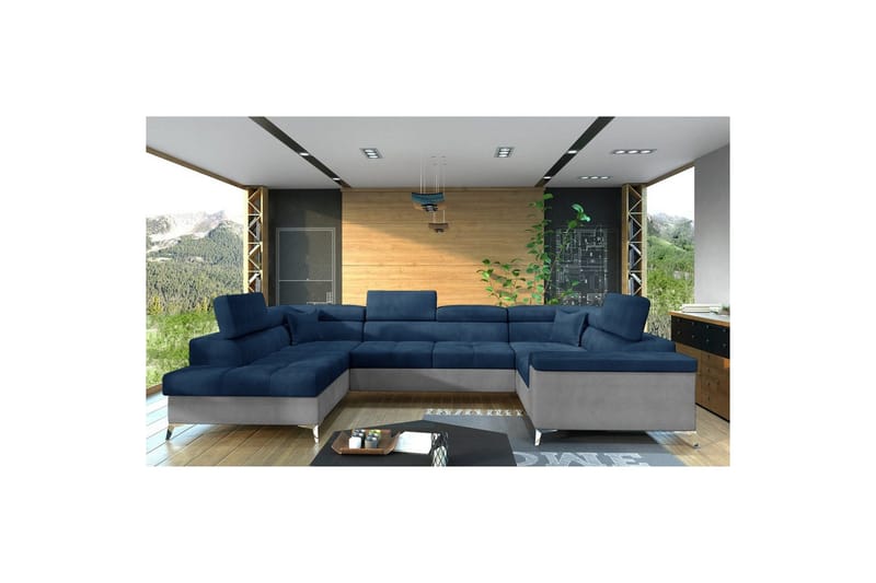 Hörnsoffa Eltap Thiago 342x208x88 cm, Monolith 77, Monolith 84, Blå, Vänster