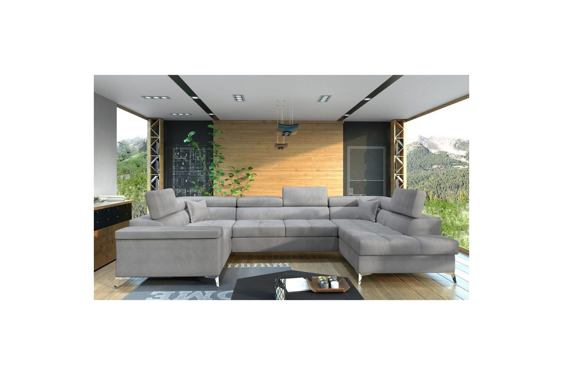 hörnsoffa eltap thiago 342x208x88 cm - monolith 84, grå, höger