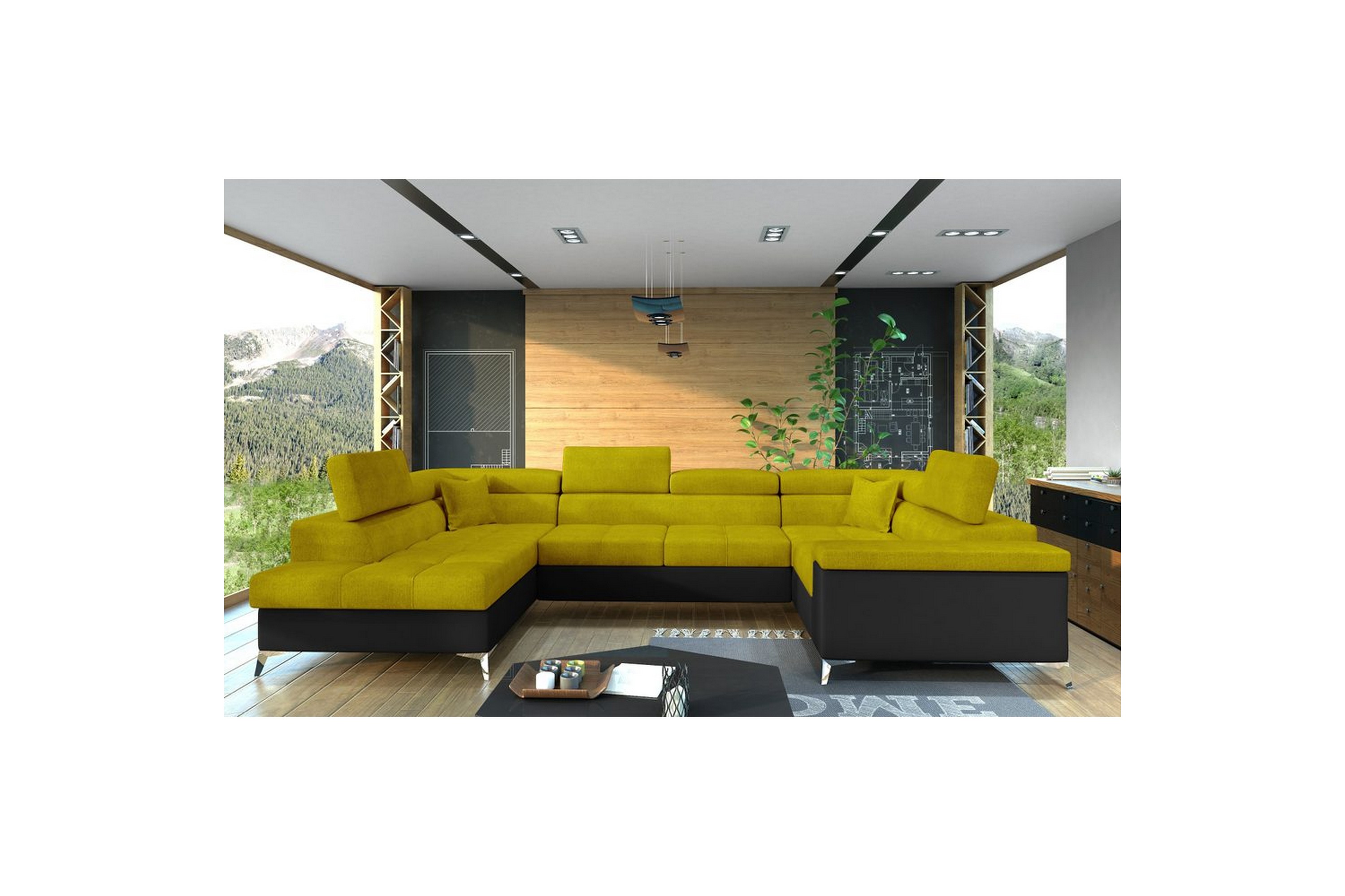 hörnsoffa eltap thiago 342x208x88 cm - omega 68, soft 11, gul, vänster