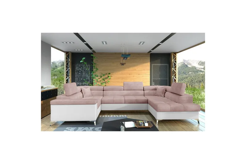 Hörnsoffa Eltap Thiago 342x208x88 cm, Omega 91, Mjuk 17, Rosa, Höger