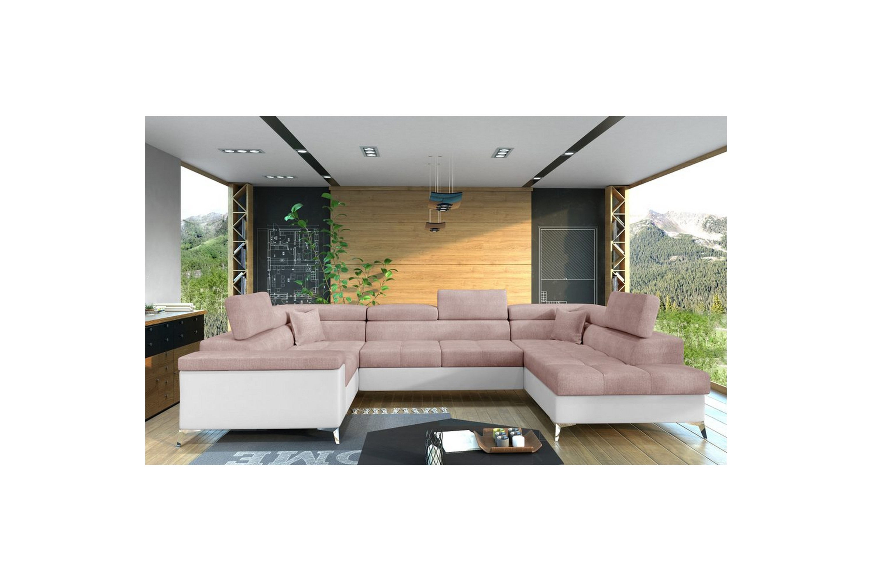 hörnsoffa eltap thiago 342x208x88 cm - omega 91, mjuk 17, rosa, höger