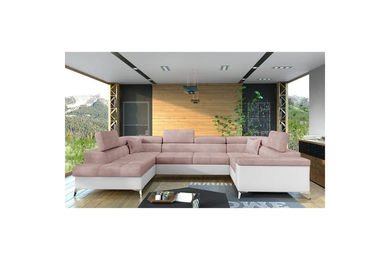 Hörnsoffa Eltap Thiago 342x208x88 cm - Omega 91, Mjuk 17, Rosa, Vänster - Möbler - Vardagsrum - Bäddsoffor - Hörnbäddsoffa