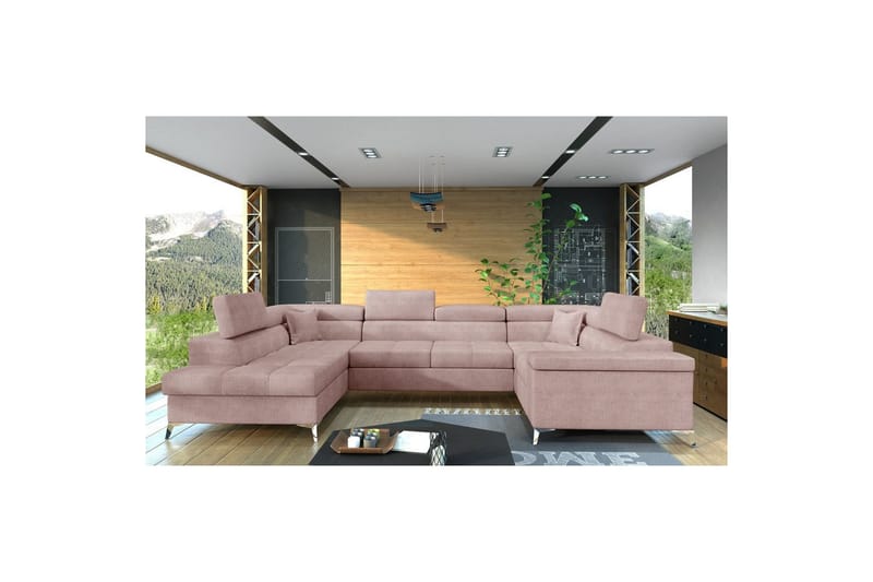 Hörnsoffa Eltap Thiago 342x208x88 cm - Omega 91, Rosa, Vänster - Möbler - Vardagsrum - Bäddsoffor - Hörnbäddsoffa
