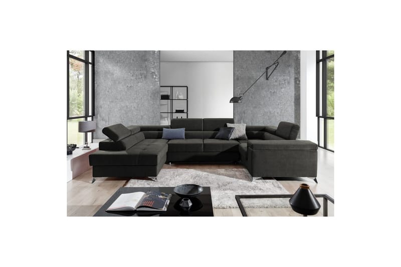 Hörnsoffa Eltap Thiago 342x208x88 cm - Sawana 05, Mörkgrå, Vänster - Möbler - Vardagsrum - Bäddsoffor - Hörnbäddsoffa