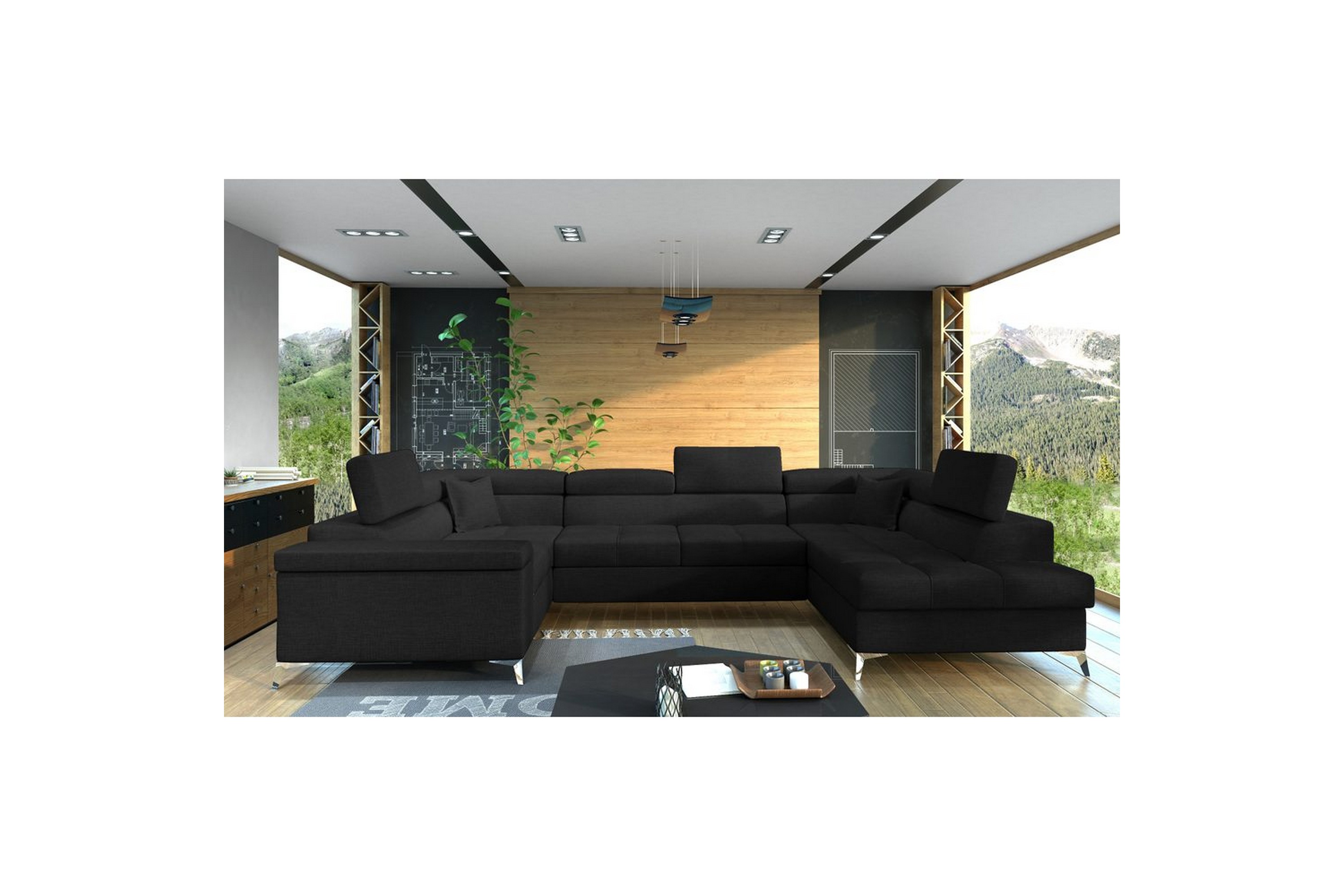 hörnsoffa eltap thiago 342x208x88 cm - sawana 14, svart, höger