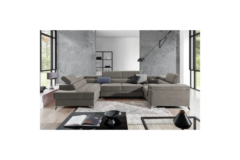 Hörnsoffa Eltap Thiago 342x208x88 cm - Paros 02, Beige, Vänster - Möbler - Vardagsrum - Bäddsoffor - Hörnbäddsoffa
