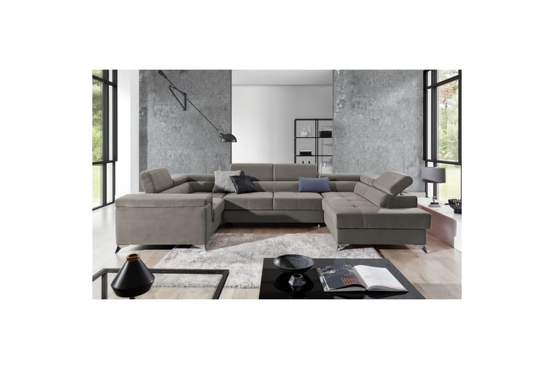 Hörnsoffa Eltap Thiago 342x208x88 cm - Paros 02, Beige, Höger - Möbler - Vardagsrum - Bäddsoffor - Hörnbäddsoffa