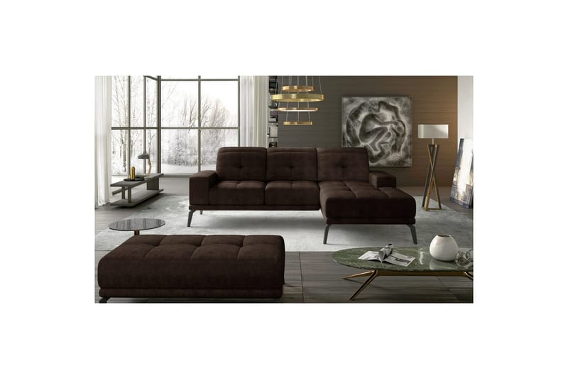 Hörnsoffa Eltap Torrense 265x175x98 cm - Dora 28, Brun, Höger - Möbler - Vardagsrum - Bäddsoffor