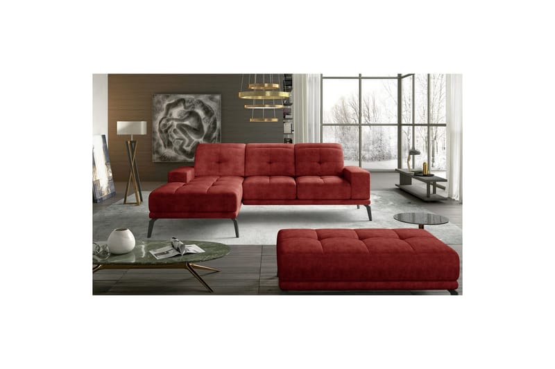 Hörnsoffa Eltap Torrense 265x175x98 cm - Dora 63, Röd, Vänster - Möbler - Vardagsrum - Bäddsoffor