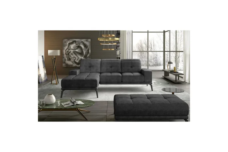 Hörnsoffa Eltap Torrense 265x175x98 cm - Dora 95, Grå, Vänster - Möbler - Vardagsrum - Bäddsoffor