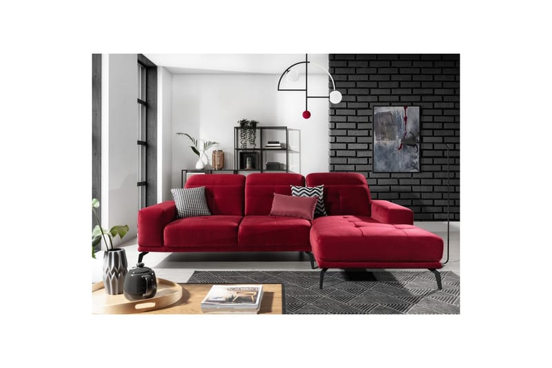 Hörnsoffa Eltap Torrense 265x175x98 cm - Kronos 02, Röd, Höger - Möbler - Vardagsrum - Bäddsoffor