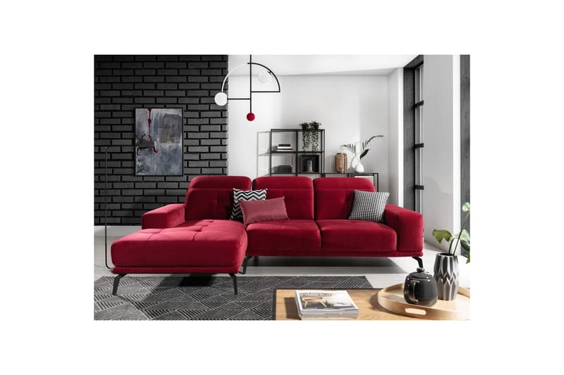 Hörnsoffa Eltap Torrense 265x175x98 cm - Kronos 02, Röd, Vänster - Möbler - Vardagsrum - Bäddsoffor