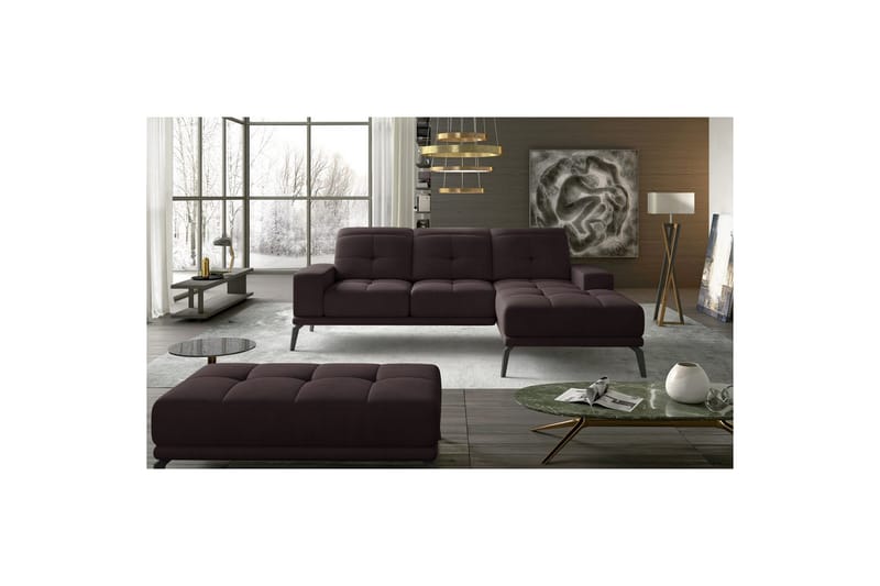 Hörnsoffa Eltap Torrense 265x175x98 cm - Mat Velvet 29, Brun, Höger - Möbler - Vardagsrum - Bäddsoffor