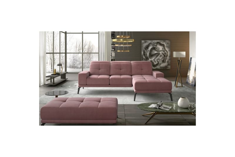 Hörnsoffa Eltap Torrense 265x175x98 cm - Mat Velvet 63, Rosa, Höger - Möbler - Vardagsrum - Bäddsoffor