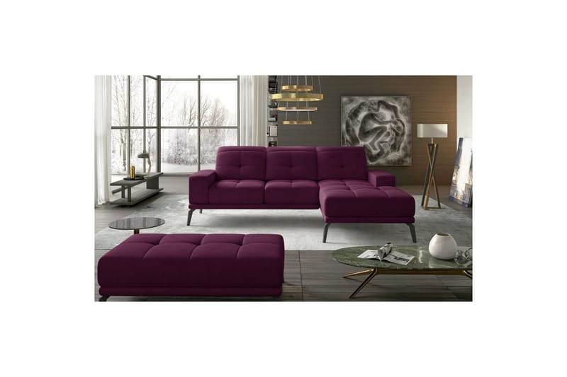 Hörnsoffa Eltap Torrense 265x175x98 cm - Mat Velvet 68, Lila, Höger - Möbler - Vardagsrum - Bäddsoffor