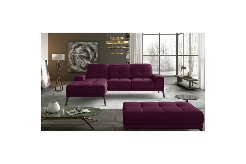 Hörnsoffa Eltap Torrense 265x175x98 cm - Mat Velvet 68, Lila, Vänster - Möbler - Vardagsrum - Bäddsoffor