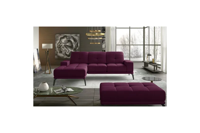 Hörnsoffa Eltap Torrense 265x175x98 cm - Mat Velvet 68, Lila, Vänster - Möbler - Vardagsrum - Bäddsoffor