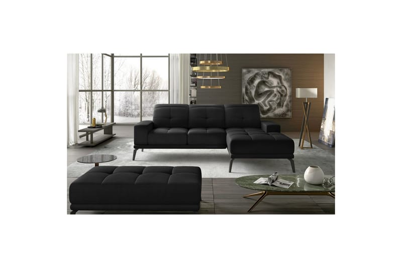 Hörnsoffa Eltap Torrense 265x175x98 cm - Mat Velvet 99, Svart, Höger - Möbler - Vardagsrum - Bäddsoffor