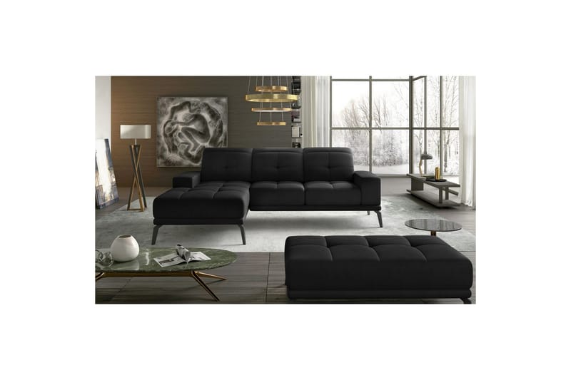 Hörnsoffa Eltap Torrense 265x175x98 cm - Mat Velvet 99, Svart, Vänster - Möbler - Vardagsrum - Bäddsoffor