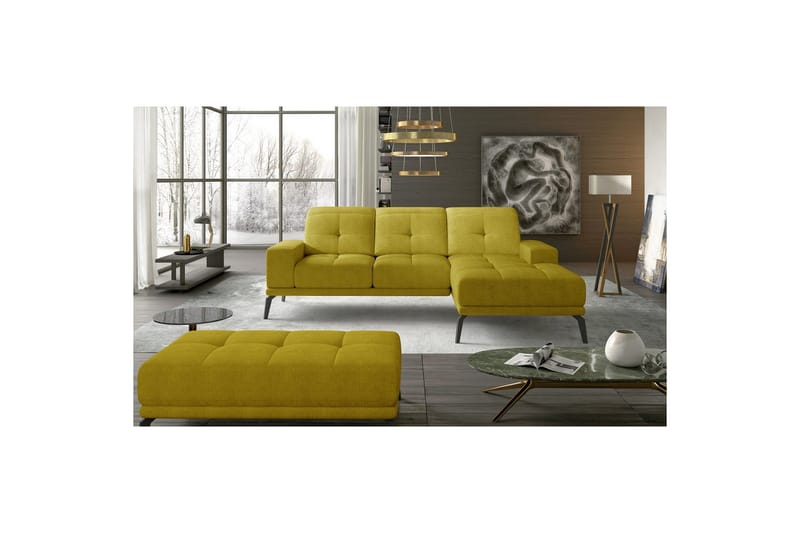 Hörnsoffa Eltap Torrense 265x175x98 cm - Omega 68, Gul, Höger - Möbler - Vardagsrum - Bäddsoffor